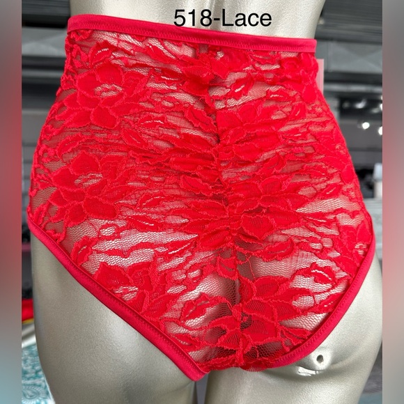 RED LACE- Just to Flirt NWT Exotic Dancewear High Waist Lycra Short - Picture 2 of 2
